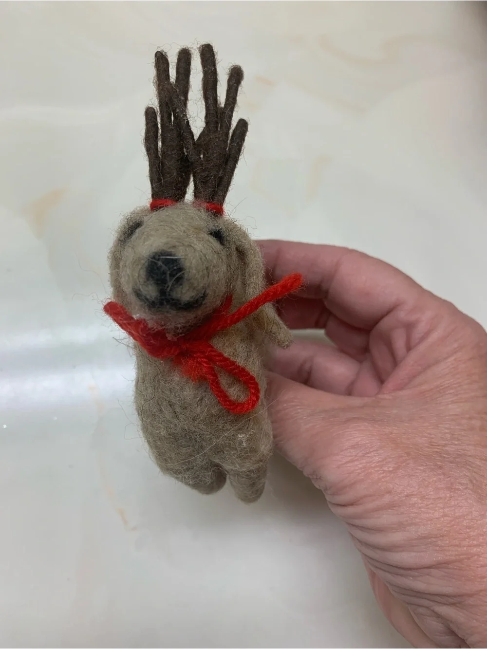 Set of 5 Wool Dog Reindeer Ornaments